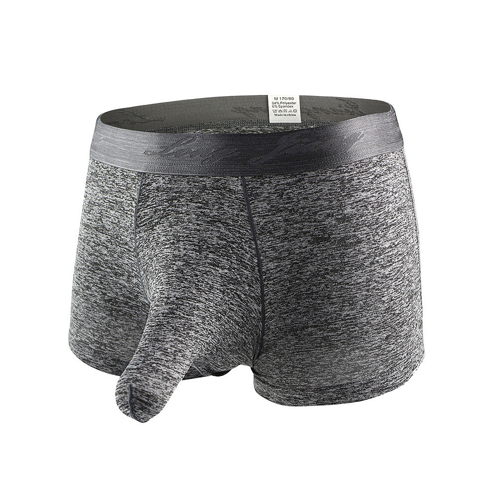 (Black,L)Boxer homme ouvert pénis slip sous vêtement poche bombée caleçon short coffre