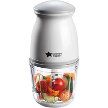 Tommee Tippee Quick-Chop Mini Baby Food Blender and Chopper for all Stages of Weaning, Durable Glass Bowl and Stainless