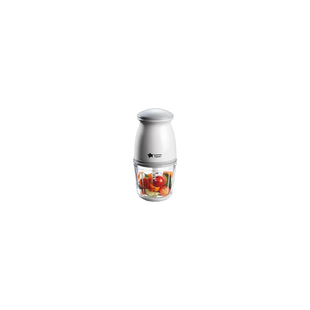 Tommee Tippee Quick-Chop Mini Baby Food Blender and Chopper for all Stages of Weaning, Durable Glass Bowl and Stainless