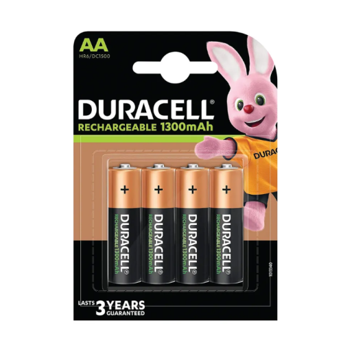 4pk Duracell 1300mAh AA Rechargeable Batteries | Pre-Charged NiMH Batteries