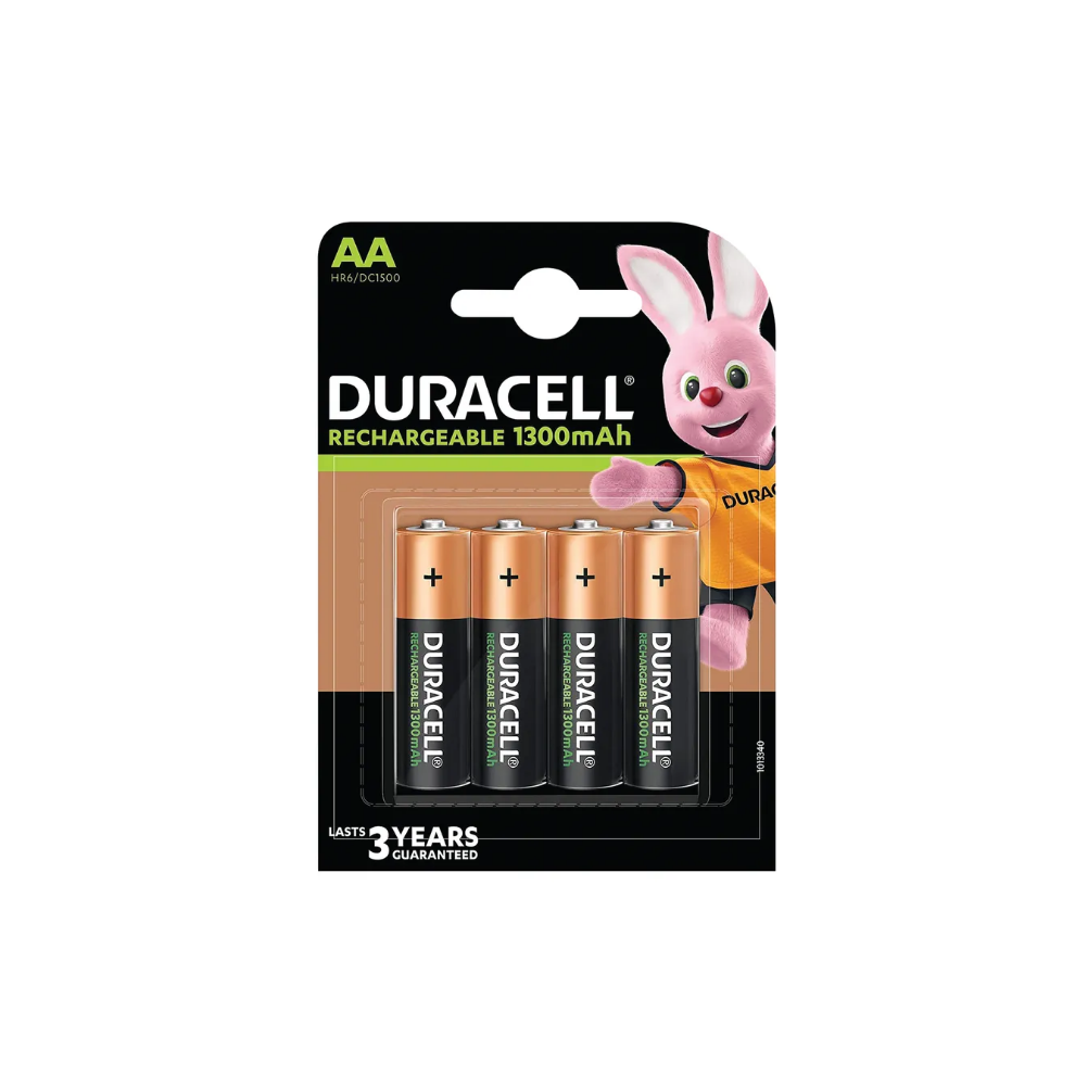 4pk Duracell 1300mAh AA Rechargeable Batteries | Pre-Charged NiMH Batteries