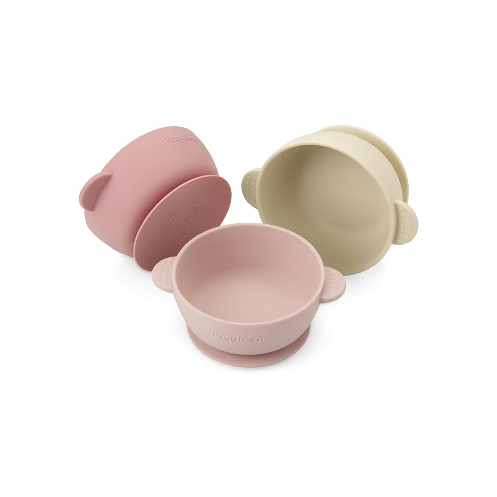 Silicone Baby Bowls With Suction| 3 Pack Baby Suction Bowls For Baby Toddlers Infants Kids| Baby Food Feeding Pandaear