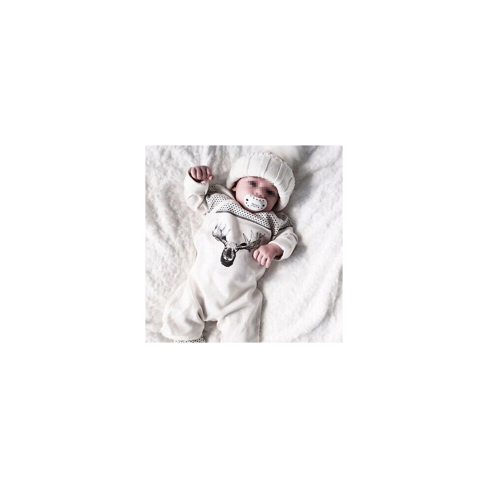 (0-3 Months)Adorable barboteuse coton cerf enfant bébé fille garçon tenue body
