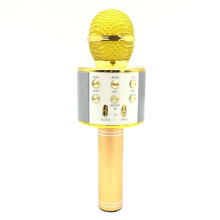 WS-858 Vollmetall-Handmikrofon, hochwertiges KTV-Karaoke-Singing-Host, kabelloses Bluetooth-Mikrofon (Farbe: Gold) – WS-858 (Schwarz)