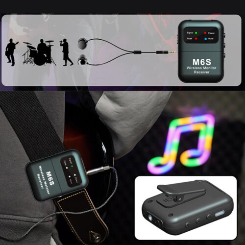 M6S 2.4G Stereo Wireless In-Ear-Monitorsystem Sender Empfänger (Schwarz) 2