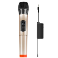 PULUZ UHF Kabelloses dynamisches Mikrofon mit LED-Anzeige (Farbe: Gold) - UHF