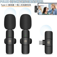 Puluz Lavalier-Rauschunterdrückung Nachhall Drahtloses Mikrofon Typ-C-Empfänger Eins-zu-Zwei Drahtlose Mikrofone (Farbe: Schwarz) - 1,5 m 8-polig