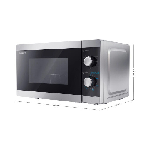 Sharp SHARP Compact Microwave Oven with 1000W Grill 20L 800W Dial Controls YC-MG01U-S