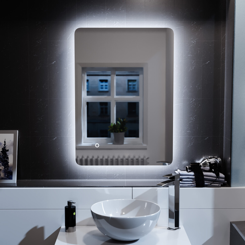 New Nes Home Edale Led Illuminated Rectangular Demister Mirror 500 X 700Mm Mir006