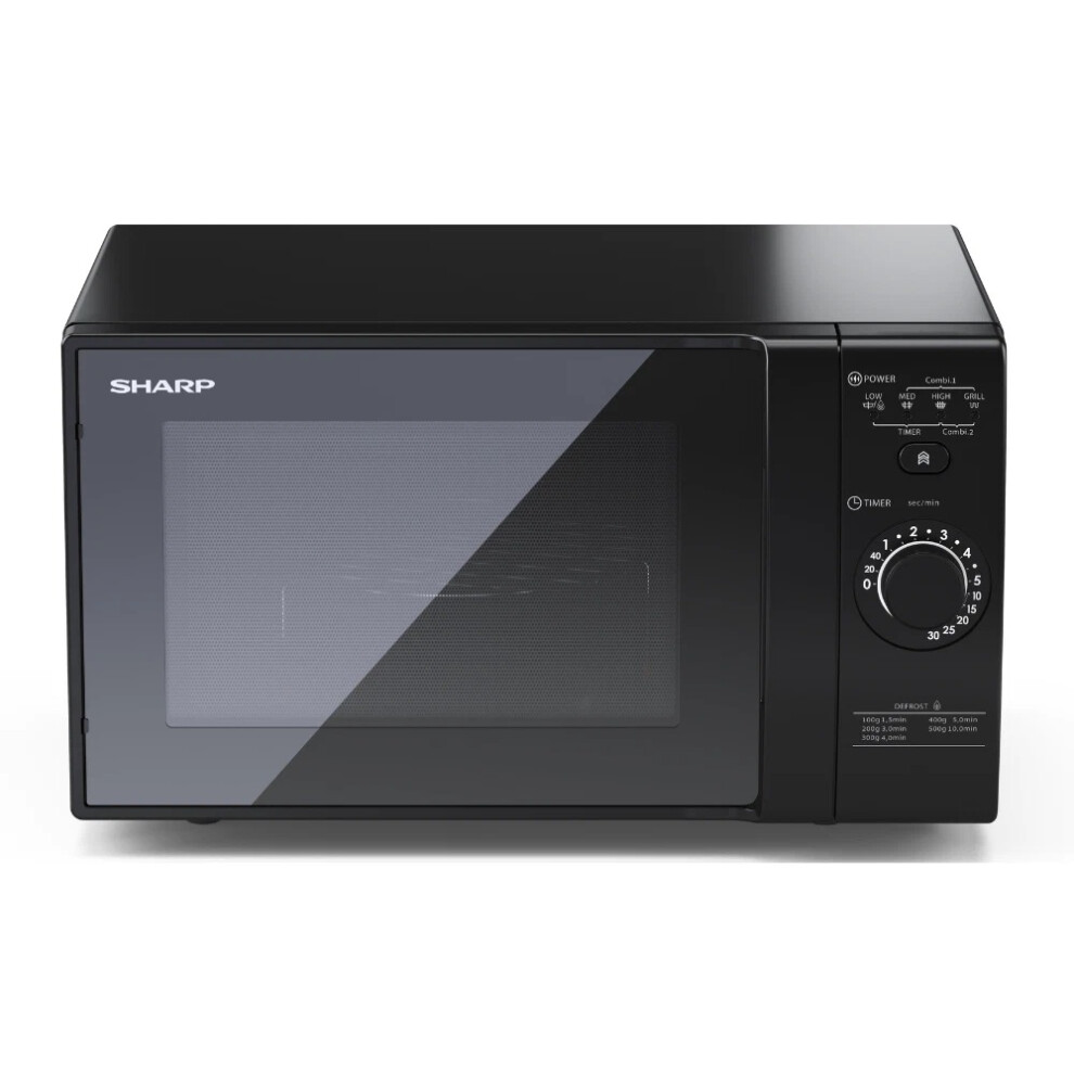 SHARP Compact Microwave Oven with 1000W Grill 700W 20L Turntable YC-GG02U-B