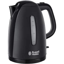 Russell Hobbs Textures Electric 1.7L Cordless Kettle (Fast Boil 3KW, Black premium plastic, matt & high gloss finish, R