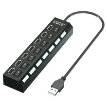(μαύρο) Διανομέας USB 7 θυρών πολλαπλών διαιρέσεων USB Προσαρμογέας
