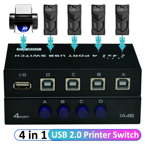 (2 Θύρες) 4 Θύρες USB 2.0 Διακόπτης κοινής χρήσης Διακόπτης 4 ή 2 σε 1 1