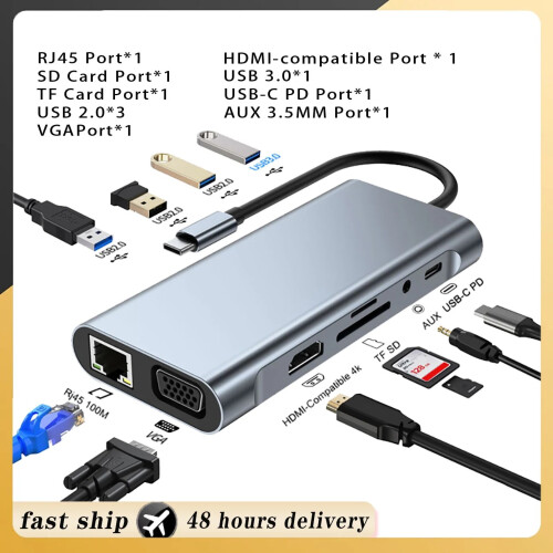 (5-ΣΕ-2)USB C HUB Τύπος C Splitter σε HDMI 4K Thnderbolt 3 Docking Station Προσαρμογέας 1