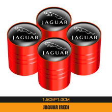 (A Rot) 4PCS Metalllegierung Auto Rad Reifen Ventilschaftkappen für Jaguar XF XJ XFR XKR S-Type F-Type