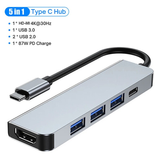 (5-σε-1) 10 σε 1 USB C HUB 4K 30Hz Σταθμός σύνδεσης τύπου C σε συμβατό με