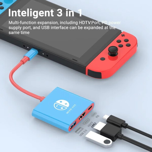 (3 σε 1) συμβατό Switch Dock 4K HDTV USB 3.0 Hub Adapter USB C Splitter Τηλεόραση Φορητό 2