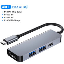 (4 σε 1 HDTV) 10 σε 1 USB C HUB 4K30Hz Σταθμός σύνδεσης τύπου C σε συμβατή