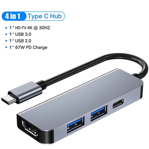 (4 σε 1 HDTV) 10 σε 1 USB C HUB 4K30Hz Σταθμός σύνδεσης τύπου C σε συμβατή