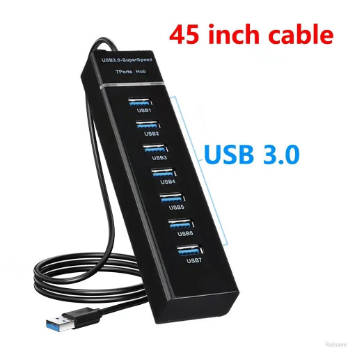 (A)Ruisave Usb Hub 3 0 Extender High Speed 4 7 Port USB Splitter Συμβατό με πολλαπλές