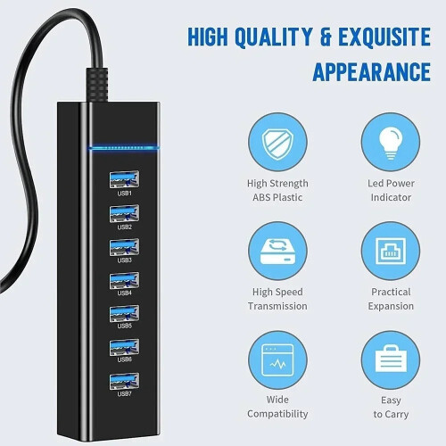 (A)Ruisave Usb Hub 3 0 Extender High Speed 4 7 Port USB Splitter Συμβατό με πολλαπλές 2