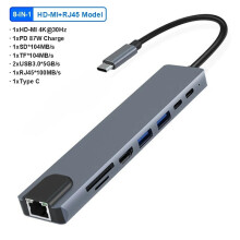(8 σε 1) 10 σε 1 USB C HUB 4K 30Hz Σταθμός σύνδεσης Τύπου C σε συμβατό με