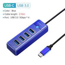 (USB3.0 15cm USB C BL)ORICO-Multi Type C Splitter 4 Ports HUB 5Gbps High Speed OTG Adapter Συμβατό