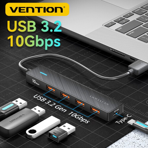 (USB A 4 1)Vention Νέο USB 3.2 Gen2 HUB 5 splitter 10Gbps USB A Type C HUB Προσαρμογέας 1