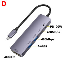 (D) 10Gbps USB C HUB 4K 60Hz Τύπος C σε HDMI συμβατό με PD 100W USB Splitter Adapter Συμβατό