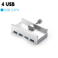 (4 USB) 4-portowa aluminiowa zewnętrzna stacja dokująca USB 3.0 typu C z klipsem HUB z zasilaczem, gniazdem