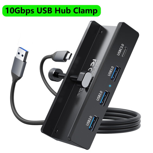 (USB2.0-Black) 10 Gbps USB HUB Clamp Splitter Adapter Εξωτερική βάση σύνδεσης πολλαπλών 1