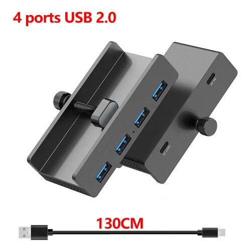 (USB2.0-Black) 10 Gbps USB HUB Clamp Splitter Adapter Εξωτερική βάση σύνδεσης πολλαπλών