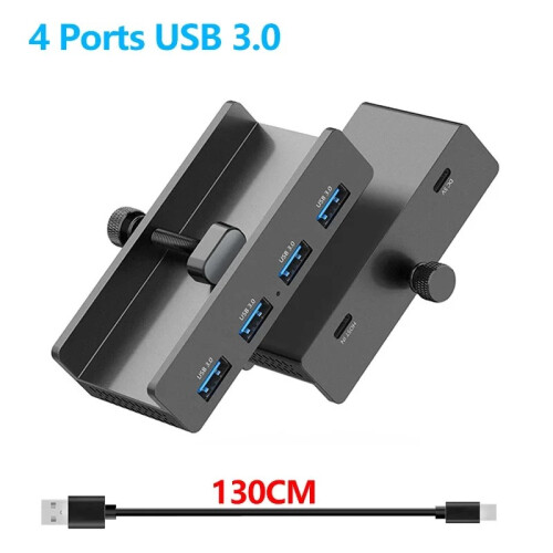 (USB3.0-Black) 10 Gbps USB HUB Clamp Splitter Adapter Εξωτερική βάση σύνδεσης πολλαπλών