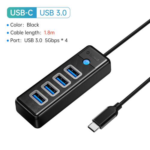 (4 USB3.0 180cm USB C)ORICO-Πολλαπλών τύπων C Splitter 4 Θύρες HUB 5Gbps Συμβατό