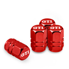 (C-Rot) 4 Stück Auto Rad Reifen Ventilkappen Metall Staubschutz für VW GTI GTD Polo Golf 7 Passat B6