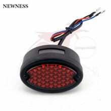 (Luce rossa nera) Supporto per targa per motocicletta Fanale posteriore ovale a LED con montaggio laterale