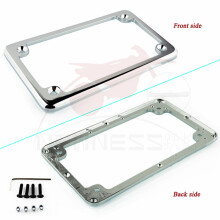 (Cromo orizzontale) Supporto universale per targa a LED per moto in alluminio da 4"*7" con riflettore