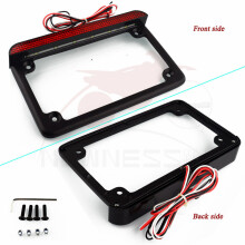 (LED orizzontale nero) Supporto universale per targa a LED per moto in alluminio da 4"*7" con riflettore
