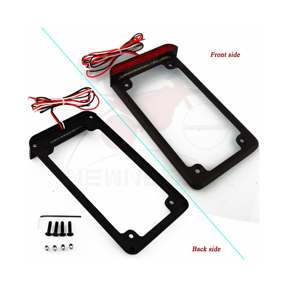 Support de plaque d'immatriculation universel en aluminium pour moto (LED verticale noire) 4" x 7"