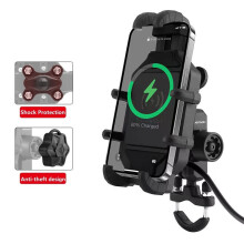 (Ricarica - manubrio) Nuovo supporto per telefono cellulare con assorbimento degli urti per motocicletta