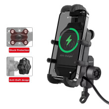 (Ricarica - specchio) Nuovo supporto per telefono cellulare con assorbimento degli urti per motocicletta