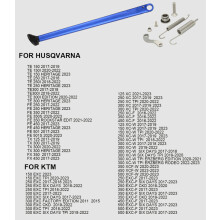 (Blu 17-22) Cavalletto laterale per parcheggio moto con kit molle per KTM XC XCW XCF XCFW EXC EXCF 2008-2023