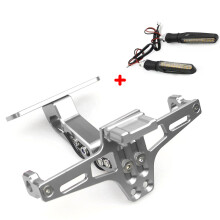 (Argento) Supporto targa posteriore per moto, indicatori di direzione per YAMAHA T-MAX 530 TMAX 500