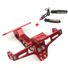 (Rosso) Supporto targa posteriore per moto con indicatori di direzione per YAMAHA T-MAX 530 TMAX 500