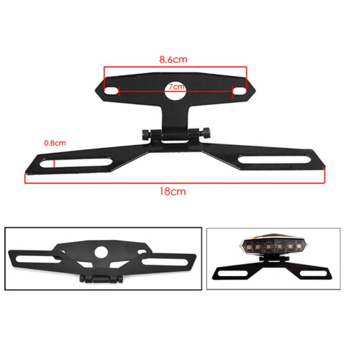 Support de plaque d'immatriculation de moto, support de feu arrière pliable, support de cadre de plaque 2