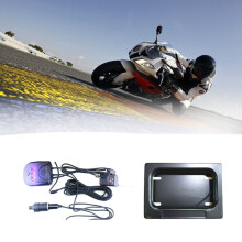 (Zwart) Motorcycle Hide-Away Shutter Cover Electric USA Kentekenplaat Frame Set voor motorrijden Motorvoertuigframe