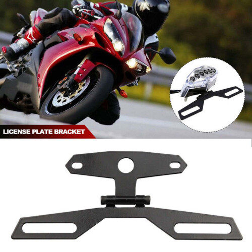 (Par défaut) Support de plaque d'immatriculation de moto Feu arrière fixe Support de cadre de plaque 2