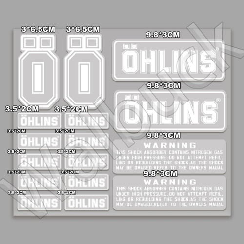 (Λευκό) Αμορτισέρ Αδιάβροχο Ohlins Logo Vehicle Decals Αμορτισέρ μοτοσυκλέτας
