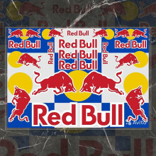 (PH066)Vinly Red Bull Voertuigstickers Logostickers Motorbadge Helm Tankkit