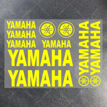 Kit di adesivi impermeabili per serbatoio di motocicletta con logo Yamaha in vinile (giallo fluorescente)